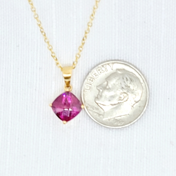 Rhodolite Garnet yellow gold pendant - Picture 3 of 3